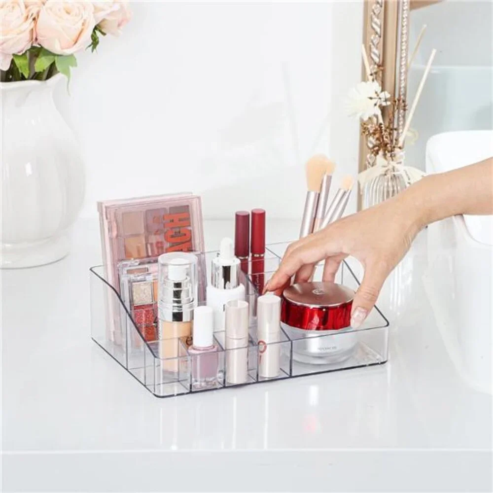 1 Tier Clear Makeup Organizer with Drawer, Cosmetic Storage for Dresser Counter